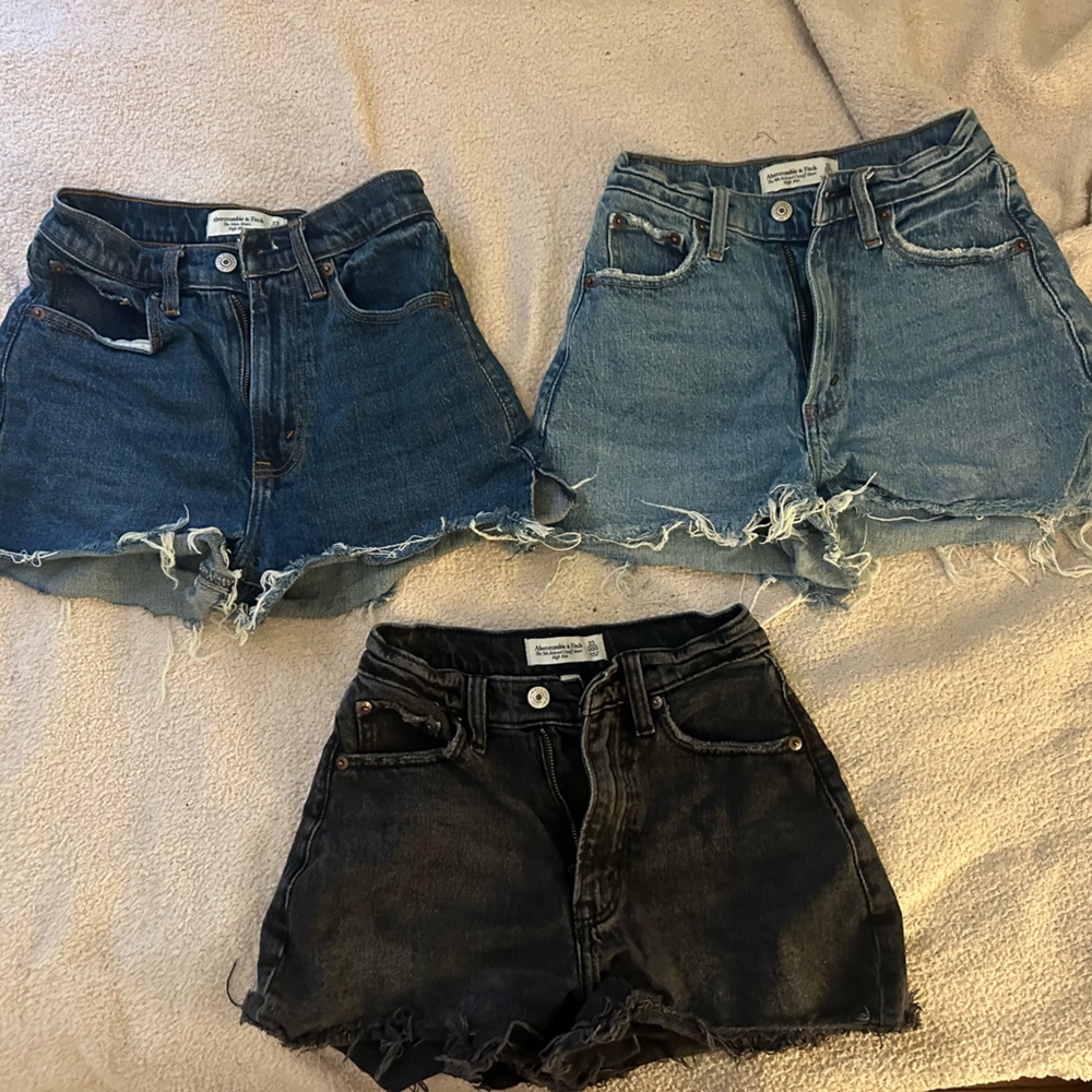 3 for $40 Abercrombie & Fitch High Rise Denim Shorts . 

$15 for each